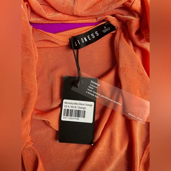 Lioness Montana Shimmer Orange Open Back Long Sleeve Mini Dress - Picture 9 of 9